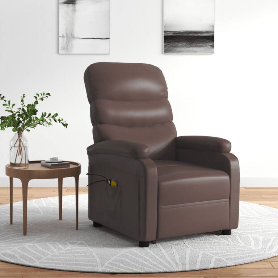 VidaXL -Sta-op-massagestoel-kunstleer-bruin - Foto 1