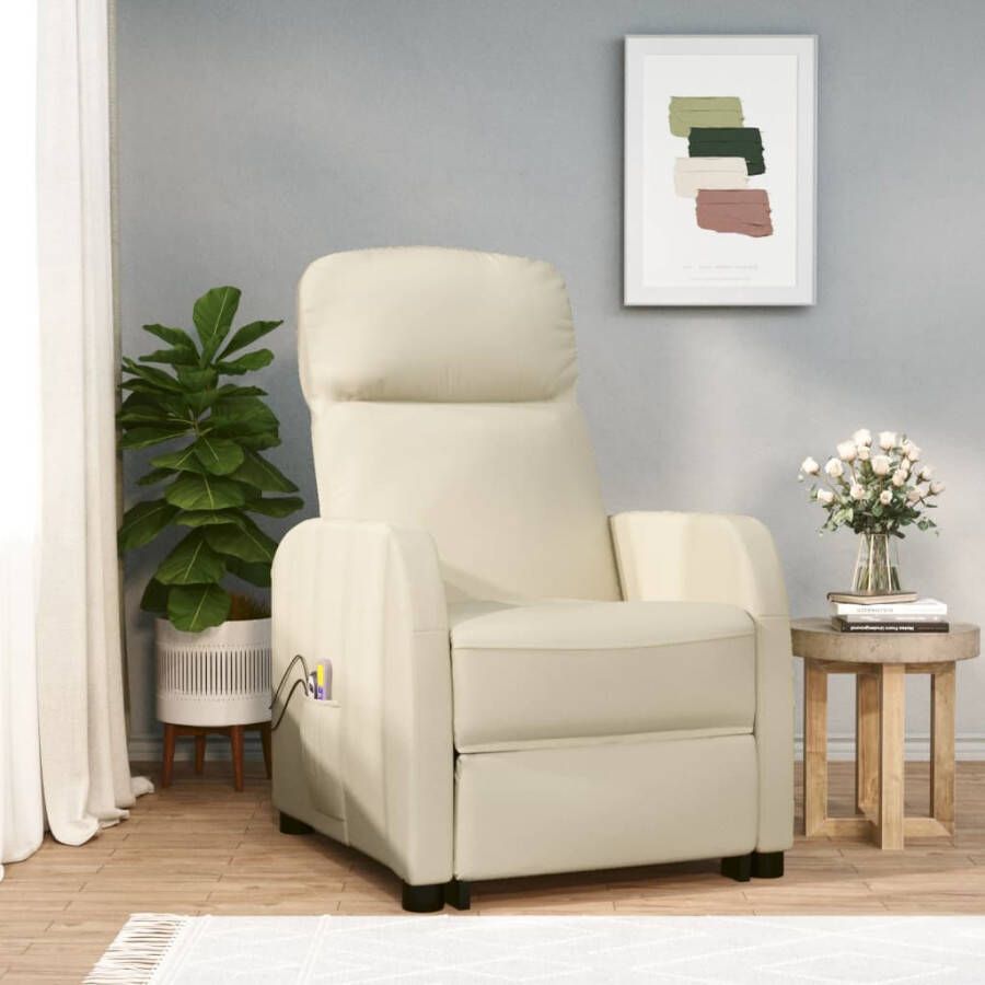 VidaXL -Sta-op-massagestoel-kunstleer-crèmekleurig - Foto 1