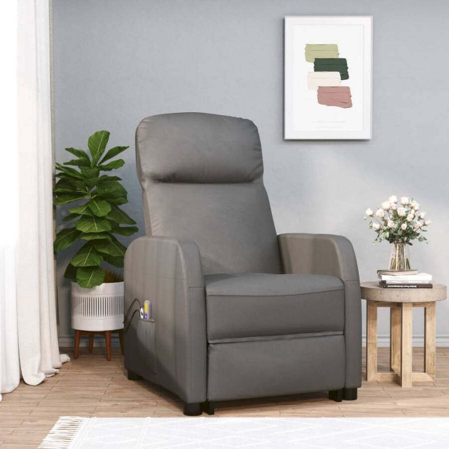 VidaXL -Sta-op-massagestoel-kunstleer-grijs - Foto 1