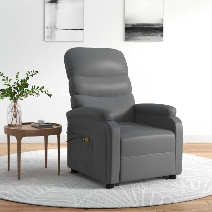 VidaXL -Sta-op-massagestoel-kunstleer-grijs - Foto 1