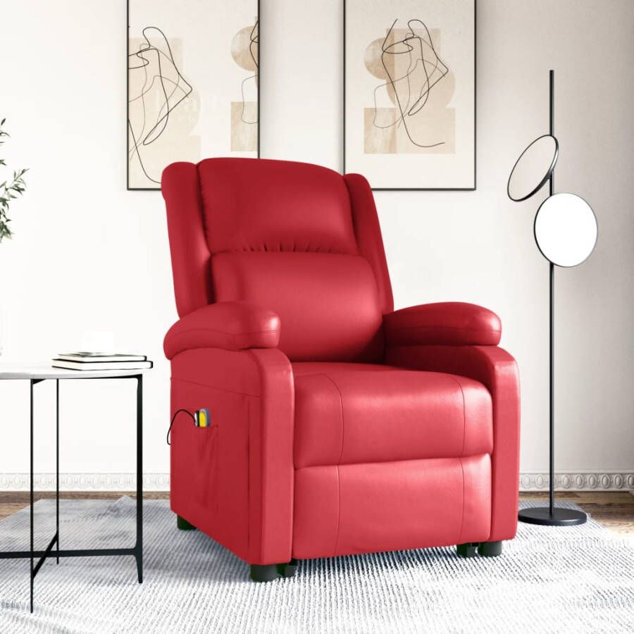 VidaXL -Sta-op-massagestoel-kunstleer-rood - Foto 1