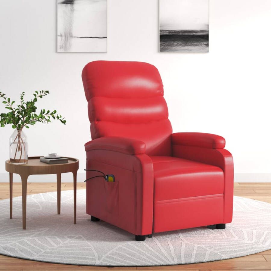 VidaXL -Sta-op-massagestoel-kunstleer-rood - Foto 1