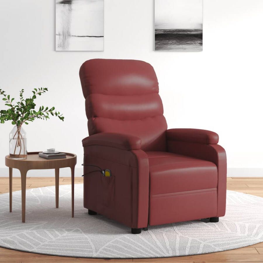 VidaXL -Sta-op-massagestoel-kunstleer-wijnrood - Foto 1