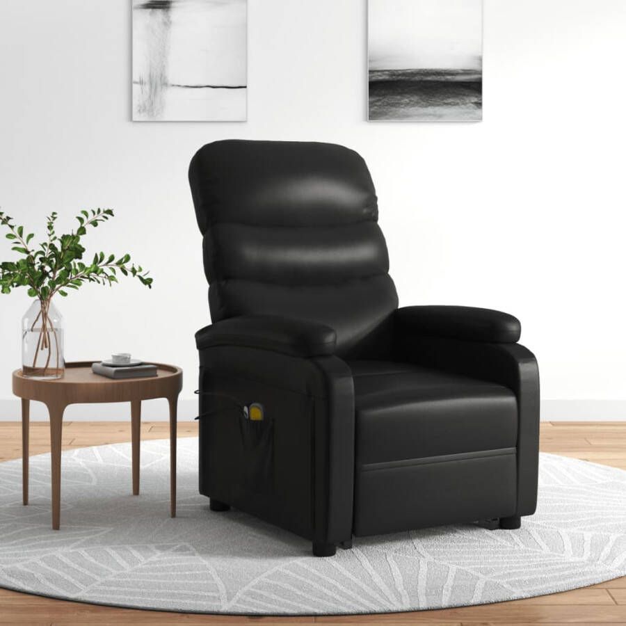 VidaXL -Sta-op-massagestoel-kunstleer-zwart - Foto 1