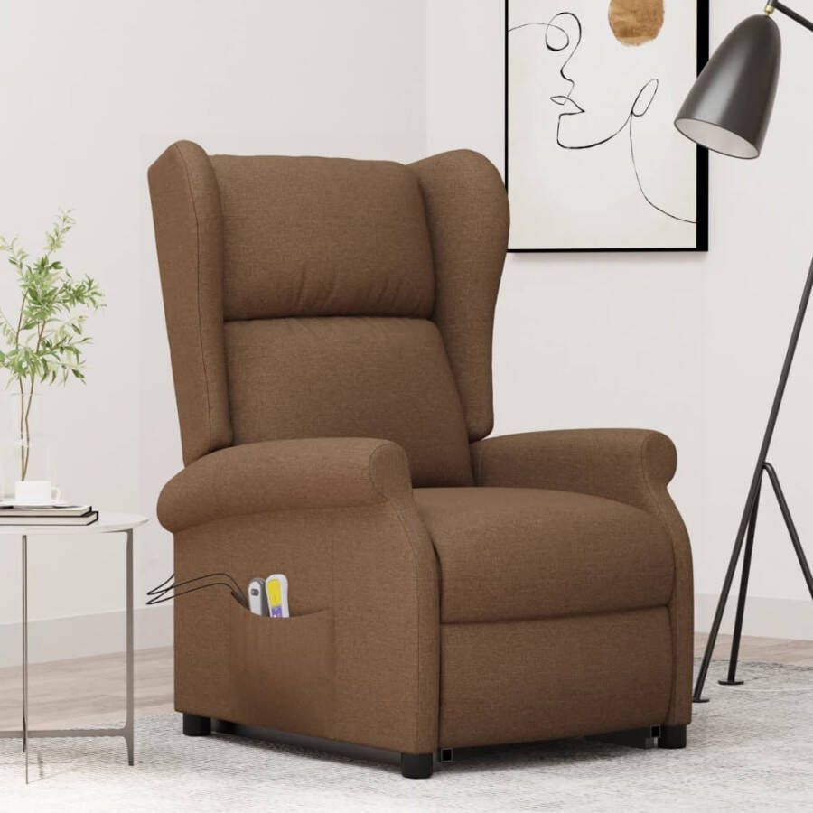 VidaXL -Sta-op-massagestoel-stof-bruin
