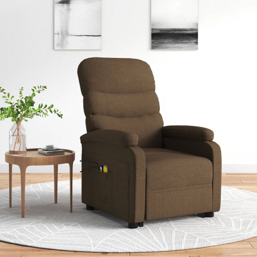 VidaXL -Sta-op-massagestoel-stof-bruin - Foto 1