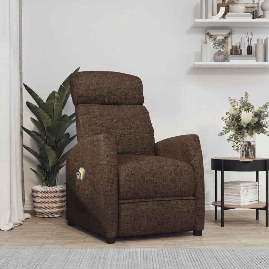 VidaXL -Sta-op-massagestoel-stof-bruin - Foto 1