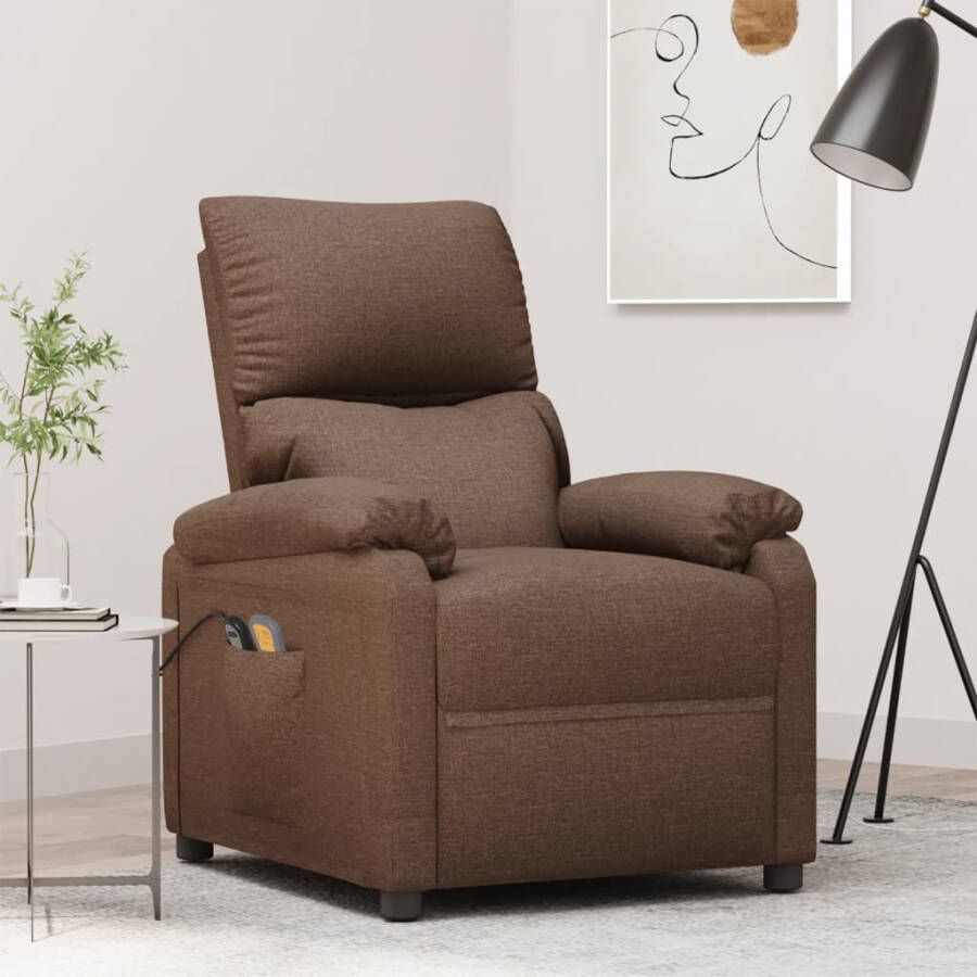 VidaXL -Sta-op-massagestoel-stof-bruin - Foto 1
