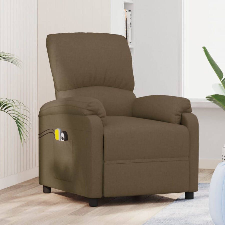 VidaXL -Sta-op-massagestoel-stof-bruin - Foto 1