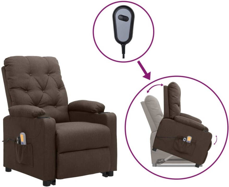 VidaXL Sta-op-massagestoel elektrisch verstelbaar stof bruin - Foto 2