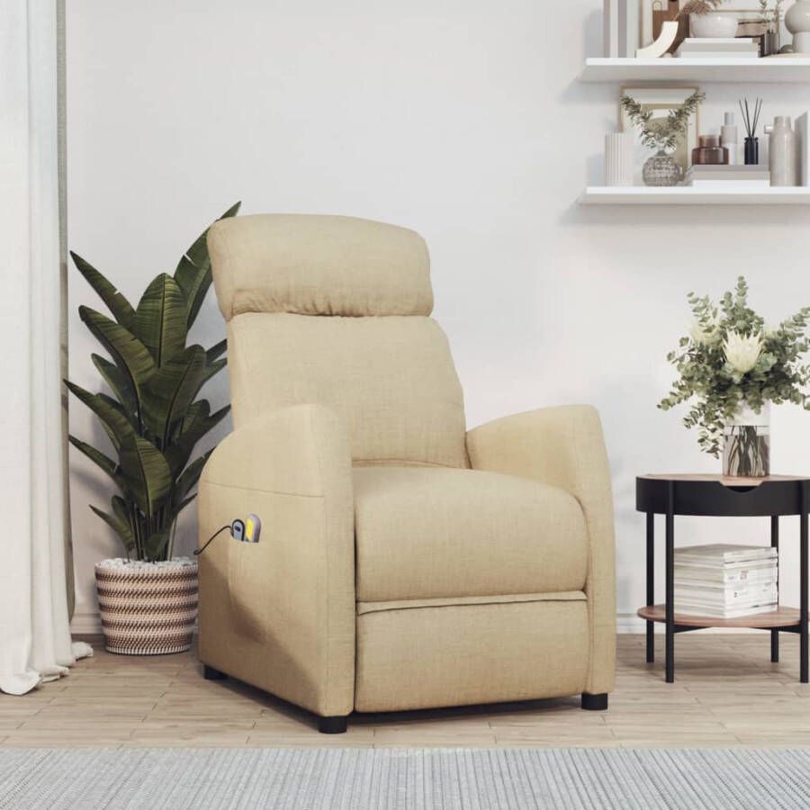 VidaXL -Sta-op-massagestoel-stof-crèmekleurig - Foto 1