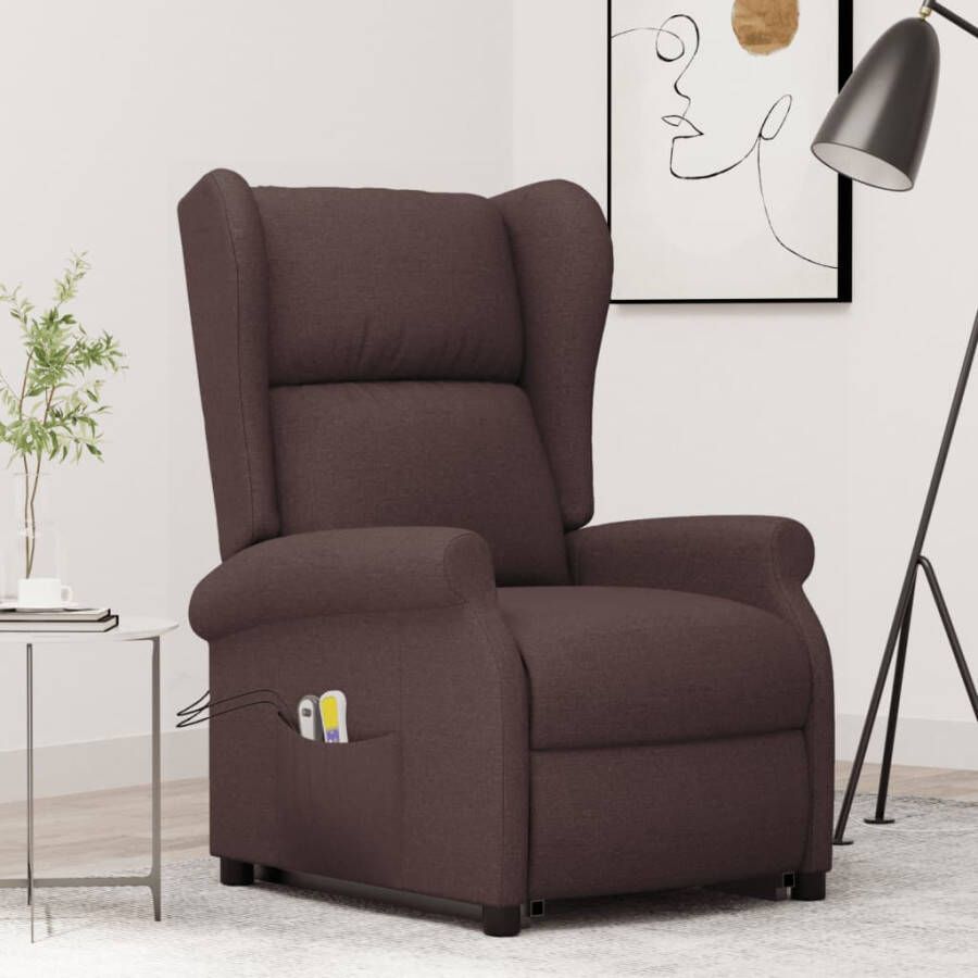 VidaXL -Sta-op-massagestoel-stof-donkerbruin - Foto 2