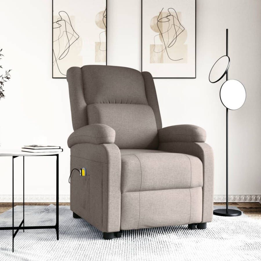 VidaXL Sta-op-massagestoel verstelbaar stof taupe