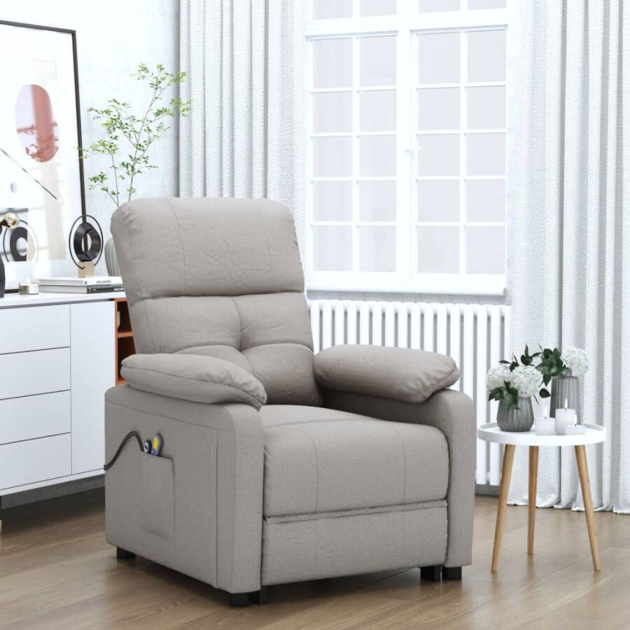 VidaXL -Sta-op-massagestoel-stof-taupe - Foto 1