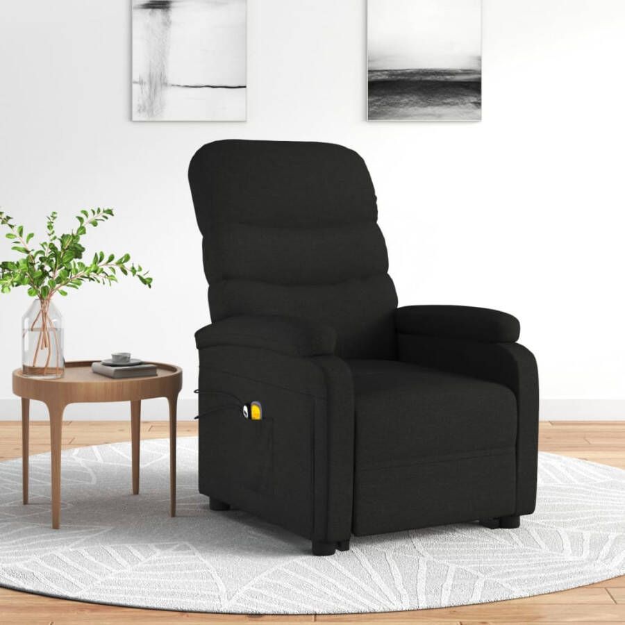 VidaXL -Sta-op-massagestoel-stof-zwart - Foto 1