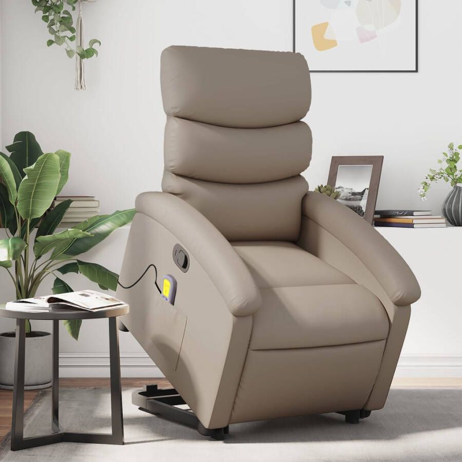 Vida XL vidaXL Sta-op-massagestoel verstelbaar kunstleer cappuccinokleurig-VXL-3205163