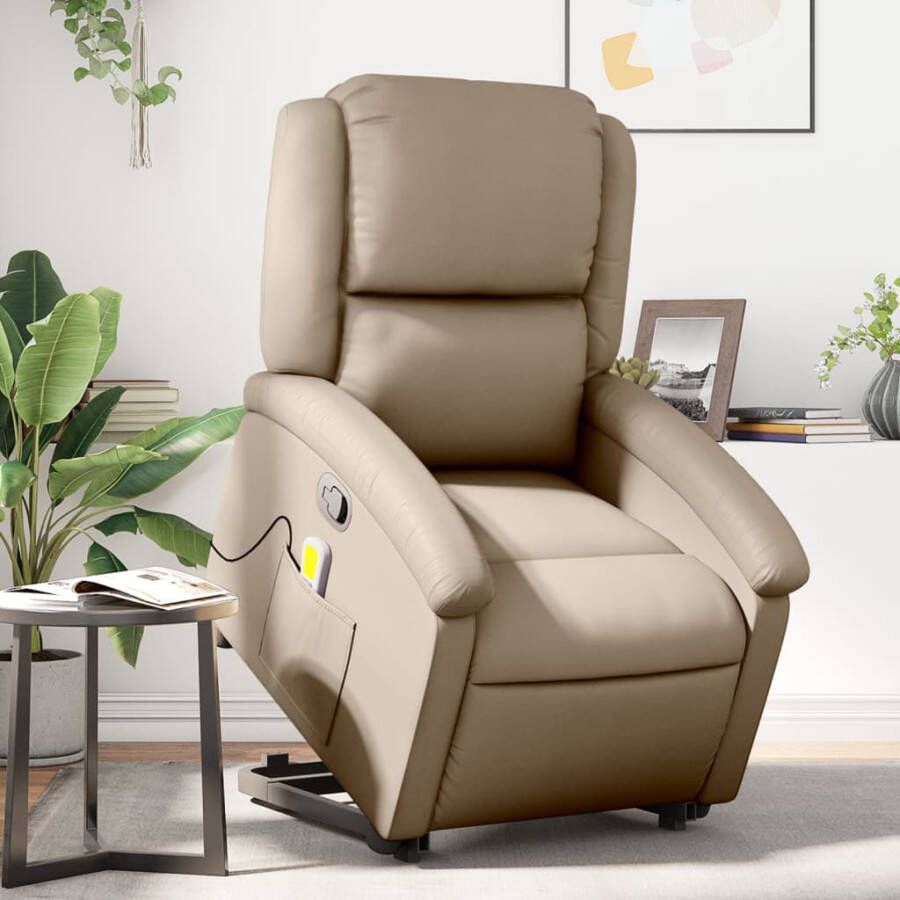 Vida XL Sta-op-massagestoel verstelbaar kunstleer cappuccinokleurig SKU: V3204239