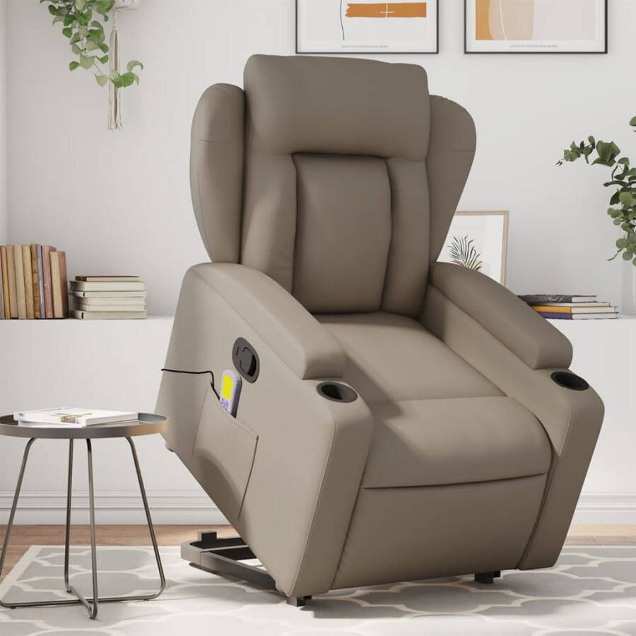 Vida XL vidaXL Sta-op-massagestoel verstelbaar kunstleer cappuccinokleurig-VXL-3204557