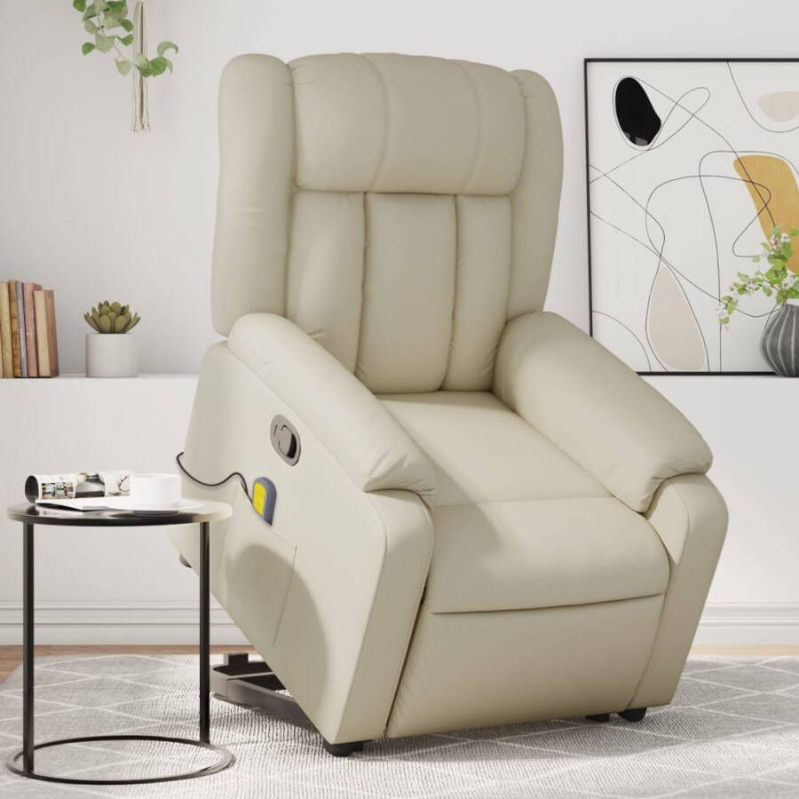 Vida XL vidaXL Sta-op-massagestoel verstelbaar kunstleer crÃ¨mekleurig-VXL-3205272