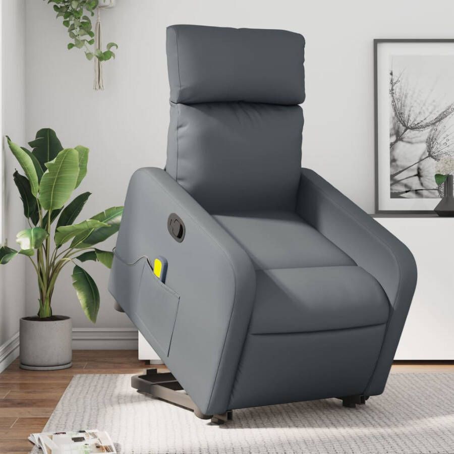 Vida XL vidaXL Sta-op-massagestoel verstelbaar kunstleer grijs-VXL-3206759