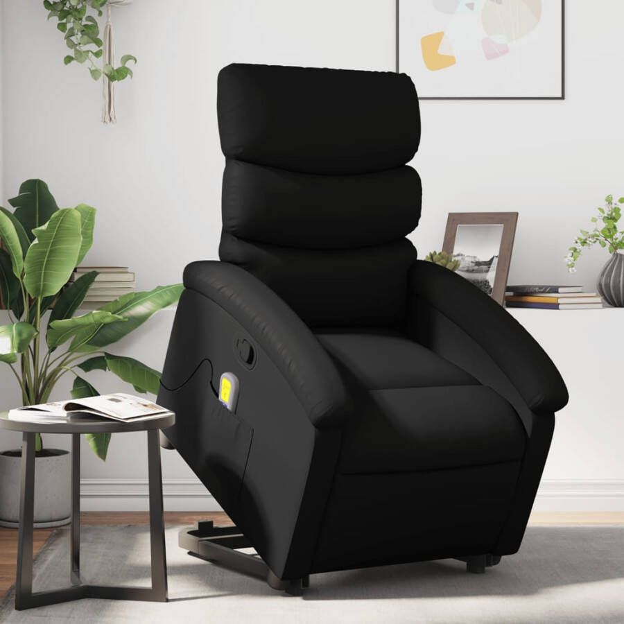 VidaXL Sta-op-massagestoel Verstelbaar Kunstleer Zwart Sta-op-stoel Massagerstoel Fauteuil Massage Elektrisch Verstelbaar