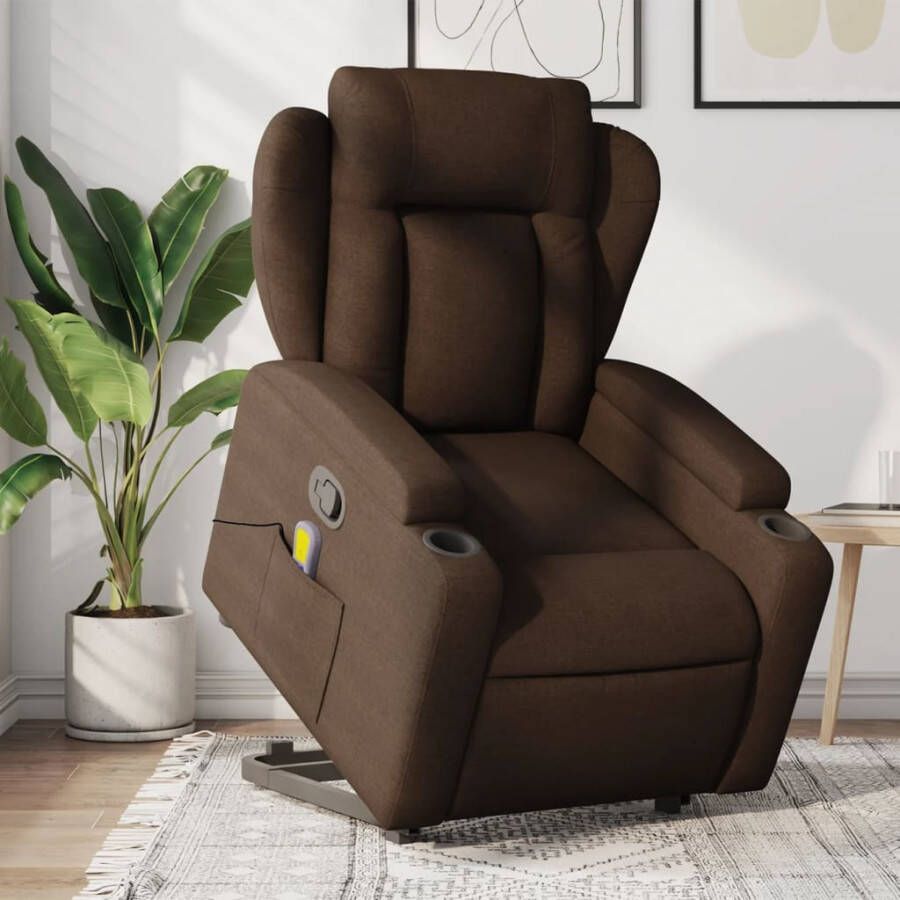 Vida XL vidaXL Sta-op-massagestoel verstelbaar stof bruin-VXL-3204498 - Foto 5