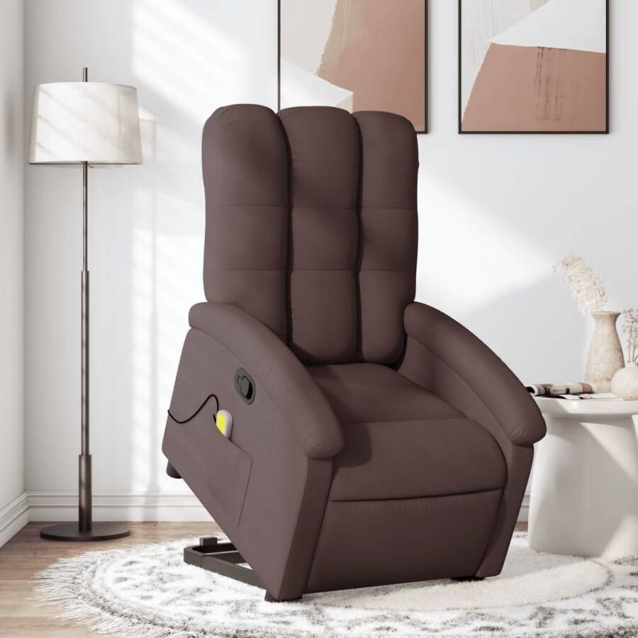 Vida XL vidaXL Sta-op-massagestoel verstelbaar stof donkerbruin-VXL-3204499