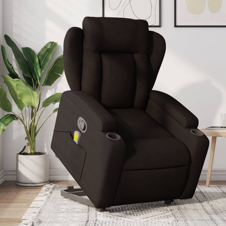 Vida XL vidaXL Sta-op-massagestoel verstelbaar stof donkerbruin-VXL-3204499