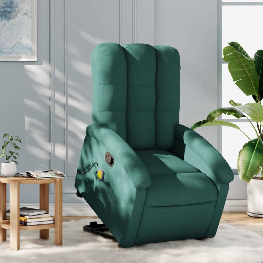 VidaXL Ergonomische Stoel Massageren Sta-op-massagestoel verstelbaar stof donkergroen Relaxfauteuil Zittencomfort Massage Zetel - Foto 5
