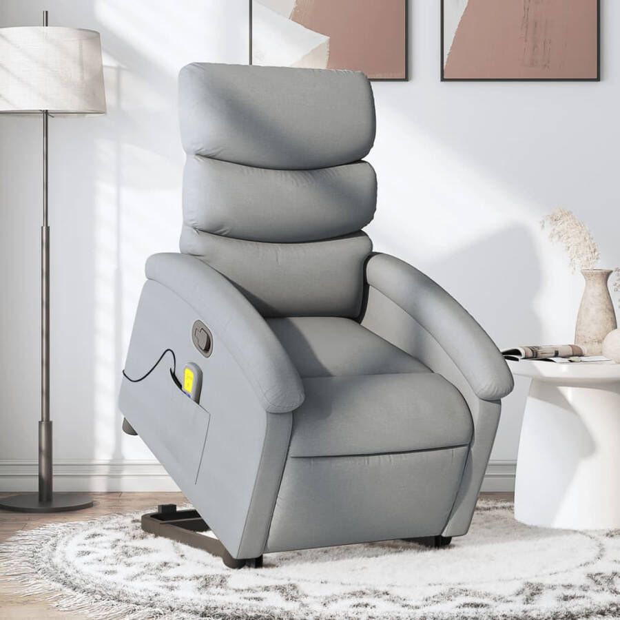 Vida XL vidaXL Sta-op-massagestoel verstelbaar stof lichtgrijs-VXL-3204836 - Foto 2