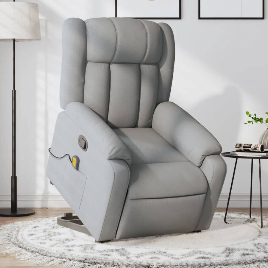 Vida XL vidaXL Sta-op-massagestoel verstelbaar stof lichtgrijs-VXL-3205328