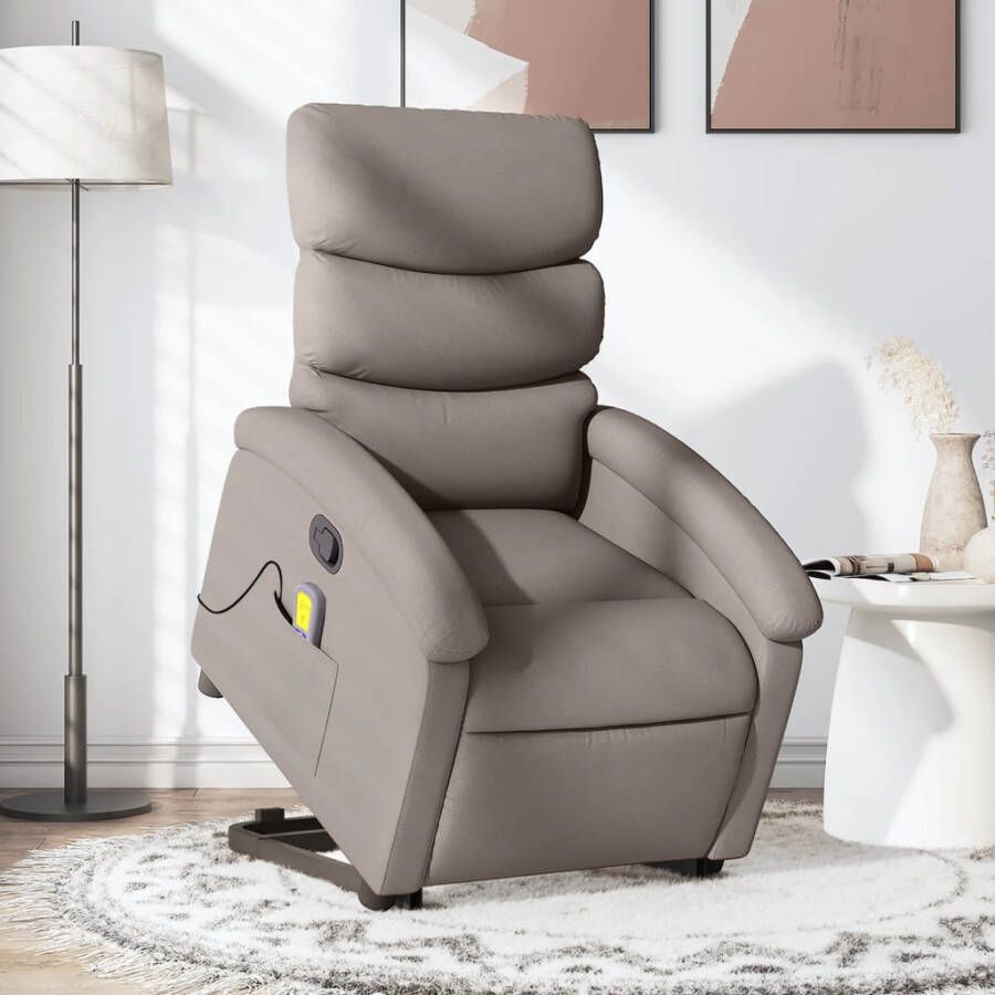 VidaXL Sta-op-massagestoel Verstelbaar Taupe Sta-op-massagefauteuil Sta-op-massagefauteuils Sta-op Fauteuil Sta-op- En Ligstoel Verstelbaar