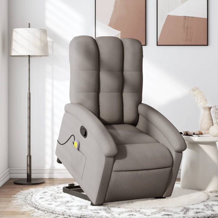 VidaXL Sta-op-massagestoel Verstelbaar Taupe Sta-op-massagefauteuil Sta-op-massagefauteuils Sta-op Fauteuil Sta-op- En Ligstoel Verstelbaar - Foto 6