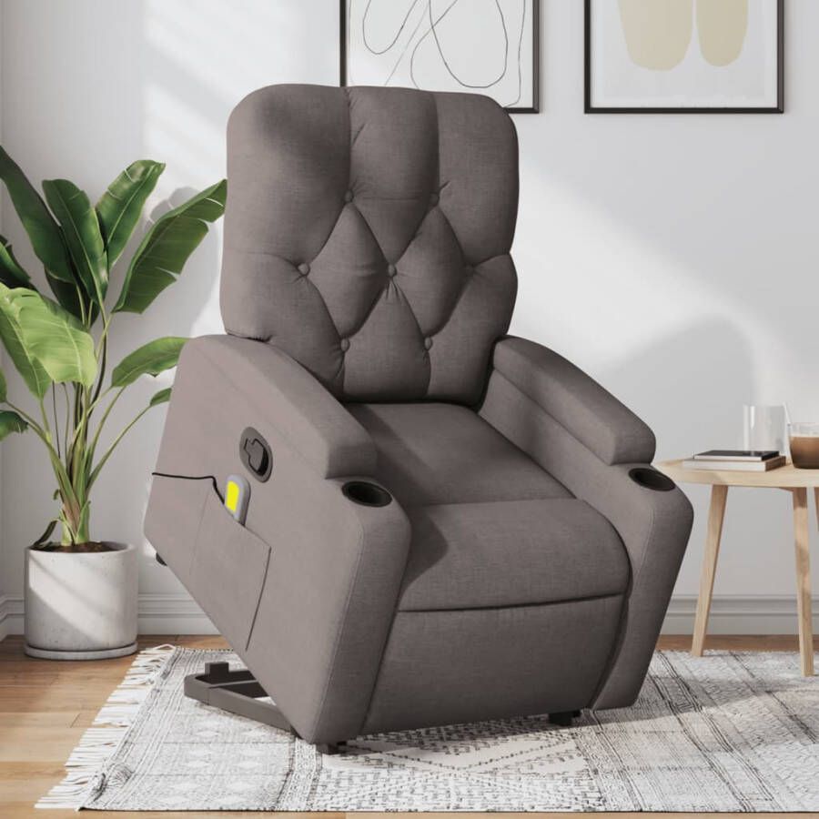 Vida XL vidaXL Sta-op-massagestoel verstelbaar stof taupe-VXL-3204730