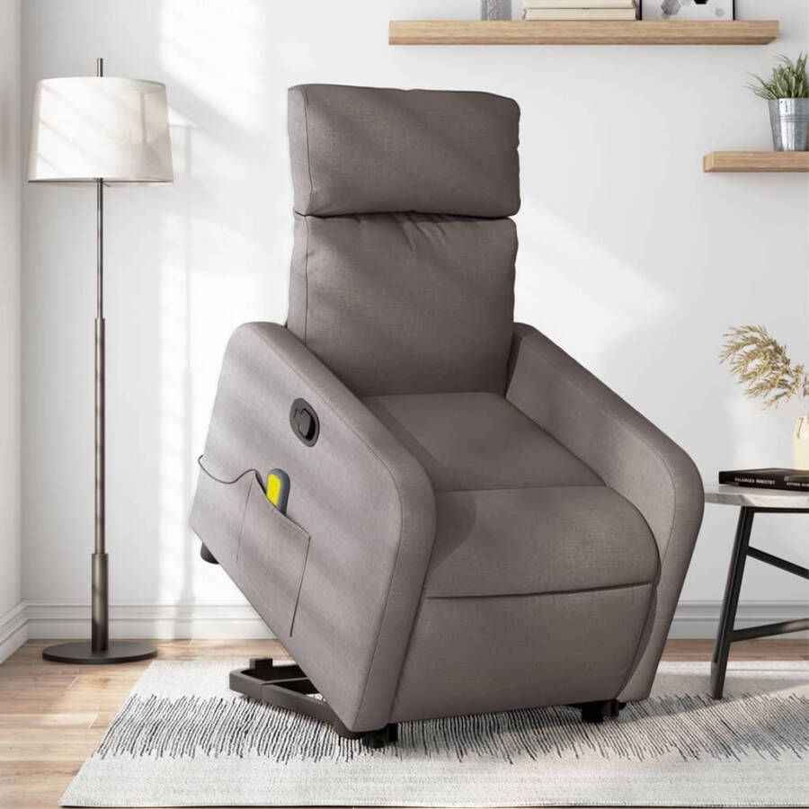 VidaXL Sta-op-massagestoel Verstelbaar Taupe Sta-op-massagefauteuil Sta-op-massagefauteuils Sta-op Fauteuil Sta-op- En Ligstoel Verstelbaar - Foto 9