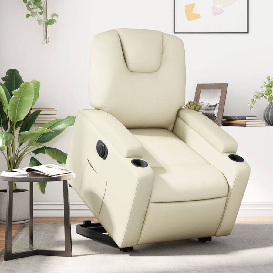 VIDAXL Sta-op-stoel elektrisch kunstleer crèmekleurig - Foto 4