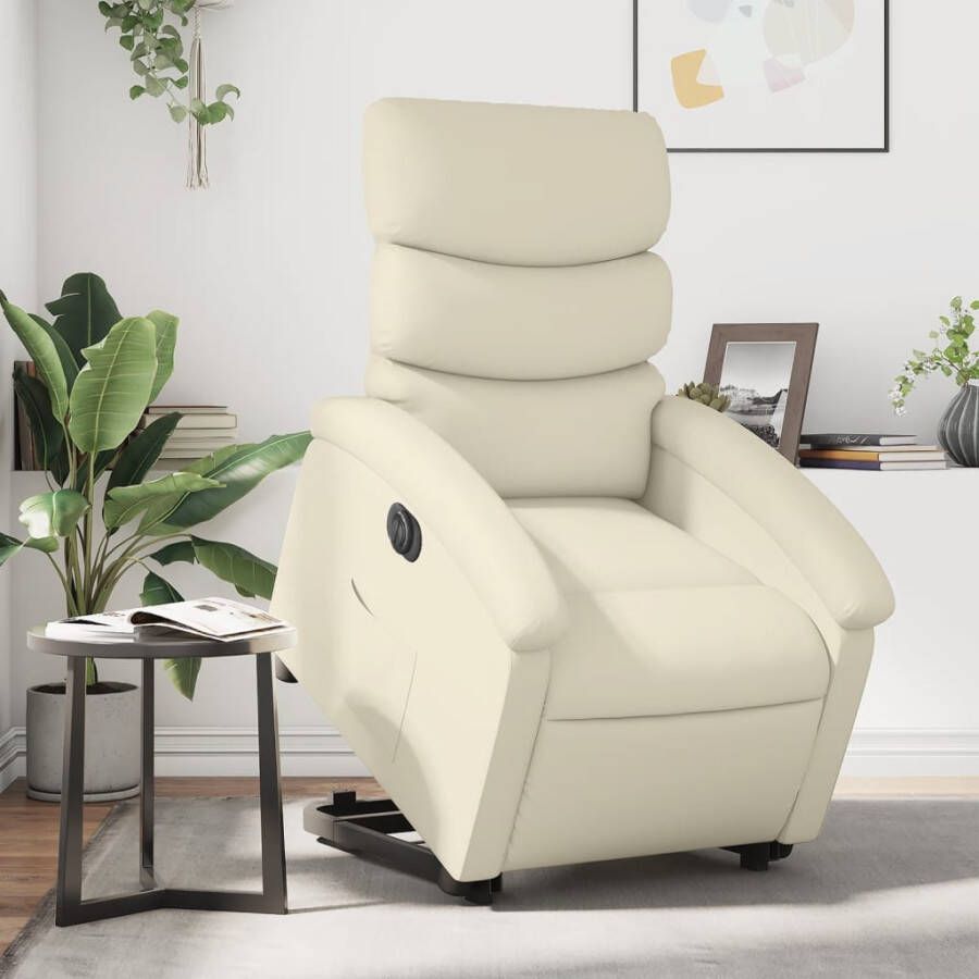 VidaXL Sta-op-stoel elektrisch kunstleer crèmekleurig - Foto 4
