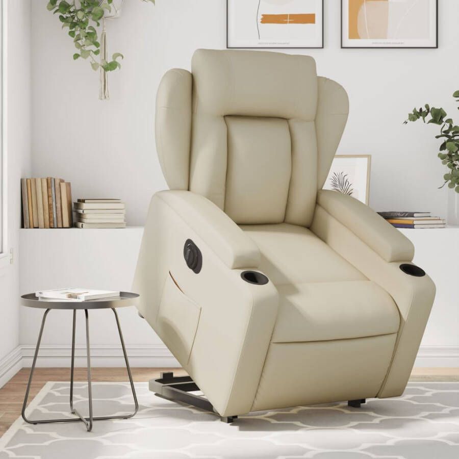 VIDAXL Sta-op-stoel elektrisch kunstleer crèmekleurig - Foto 2