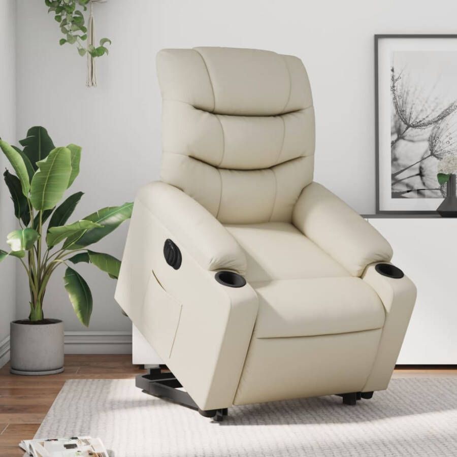 VIDAXL Sta-op-stoel elektrisch kunstleer crèmekleurig - Foto 4