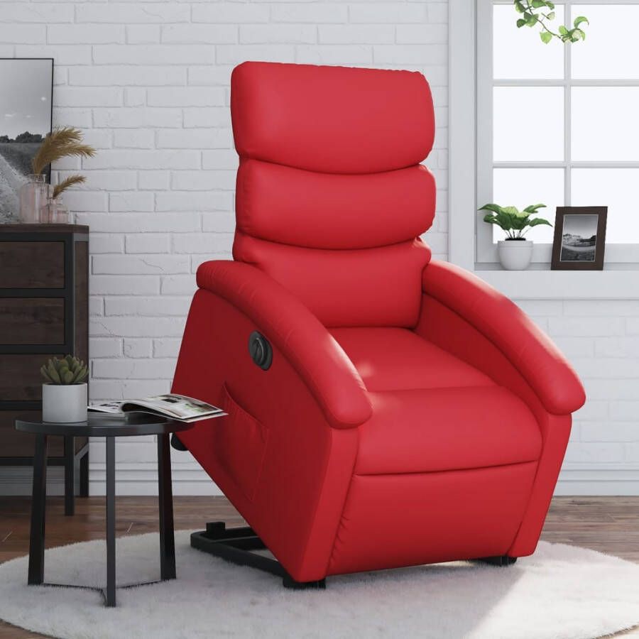 VIDAXL Sta-op-stoel elektrisch kunstleer rood - Foto 4