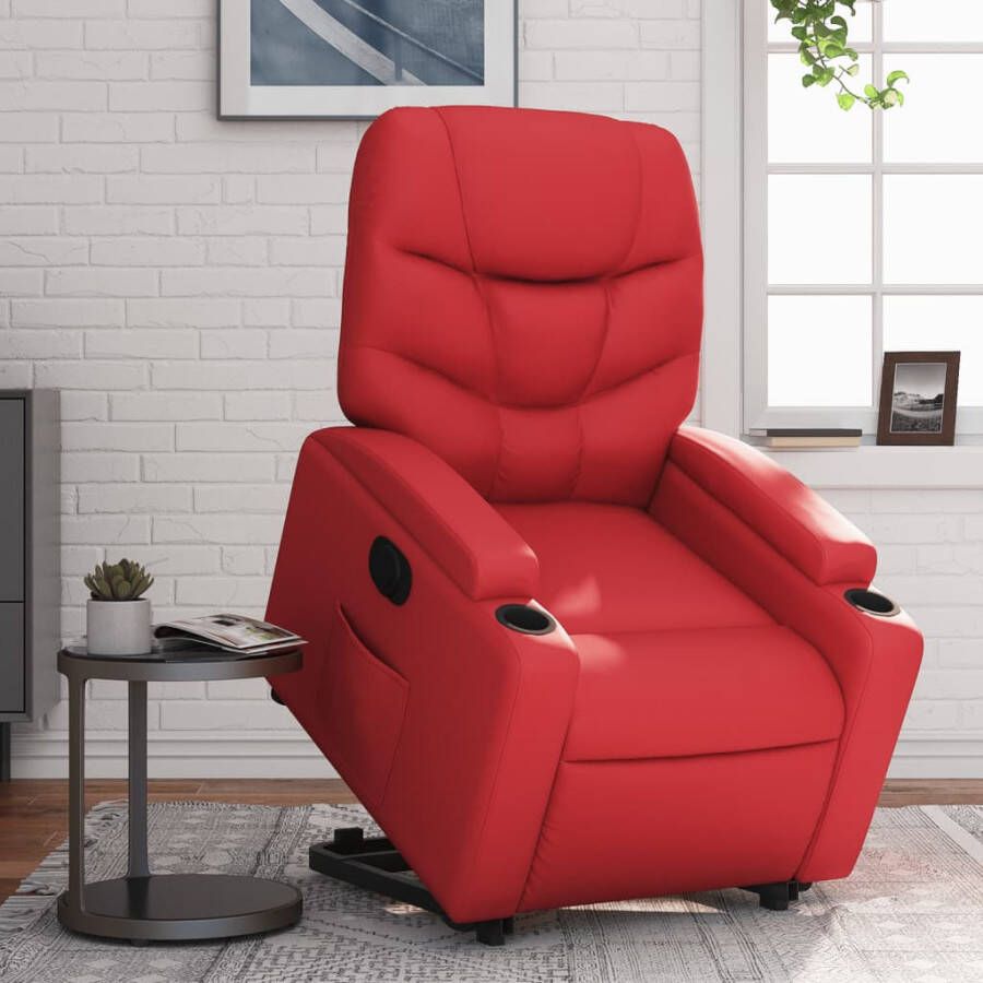 VIDAXL Sta-op-stoel elektrisch kunstleer rood - Foto 4