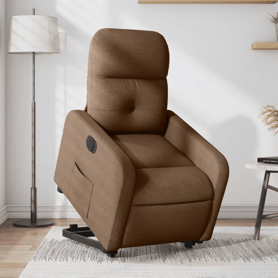 VidaXL Sta-op-stoel elektrisch verstelbaar stof bruin - Foto 4