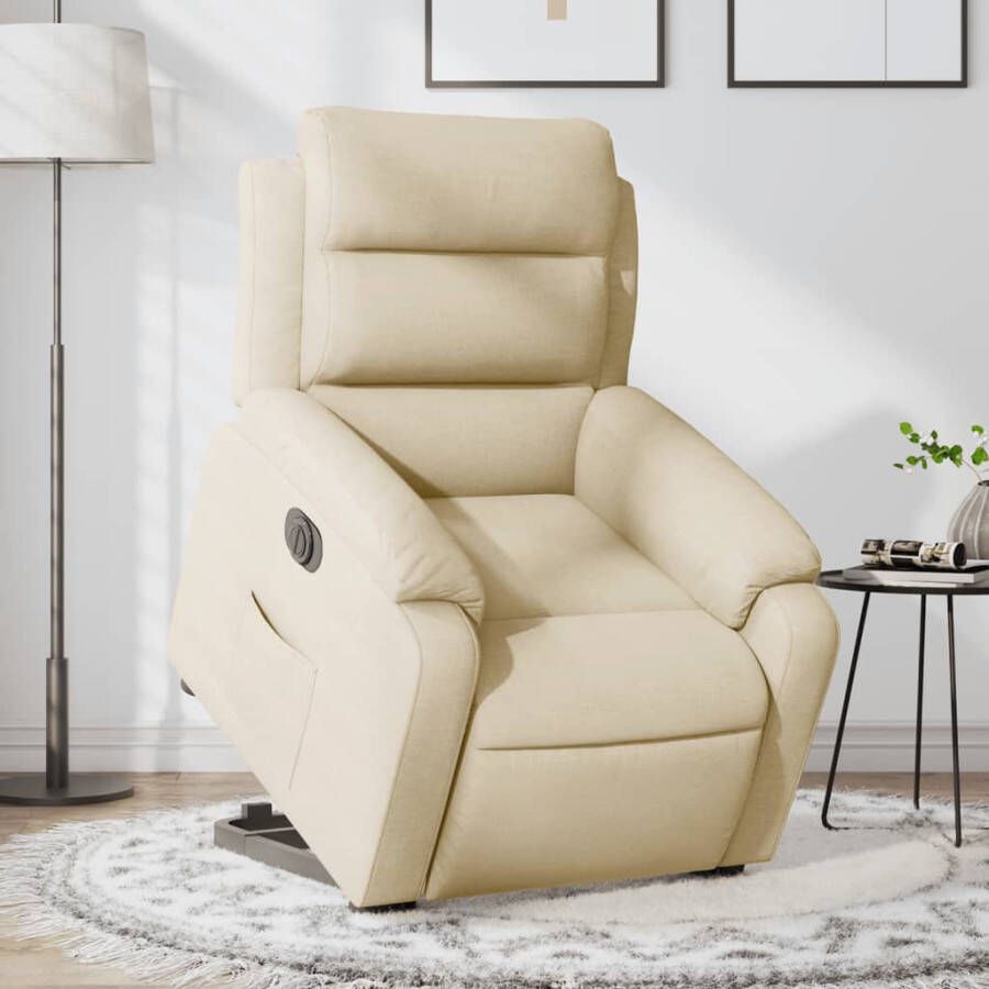 VidaXL Sta-op-stoel elektrisch verstelbaar stof crèmekleurig - Foto 4