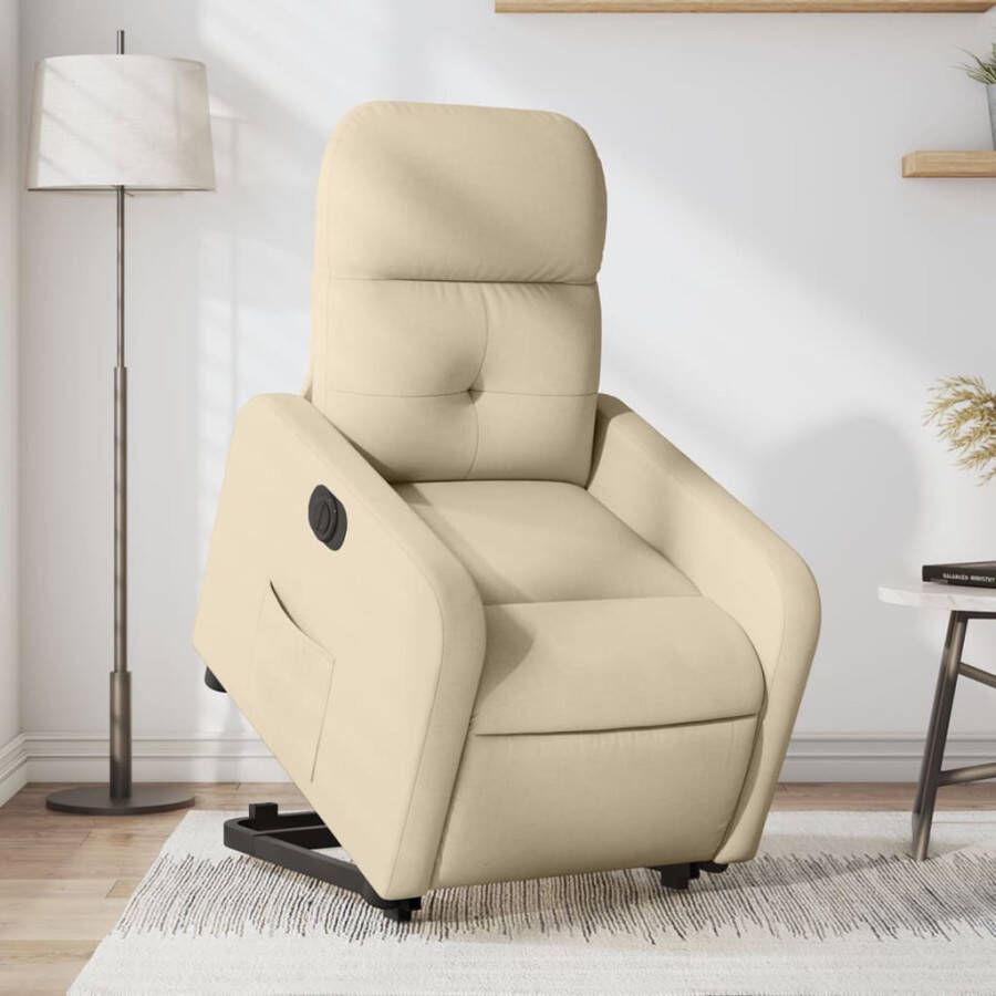 VidaXL Sta-op-stoel elektrisch verstelbaar stof crèmekleurig - Foto 4