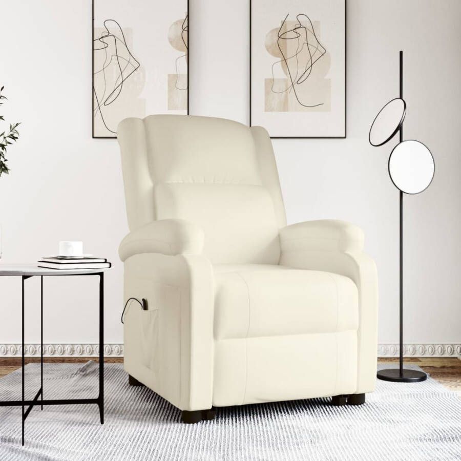 VidaXL Sta-op-stoel verstelbaar kunstleer crèmekleurig - Foto 1