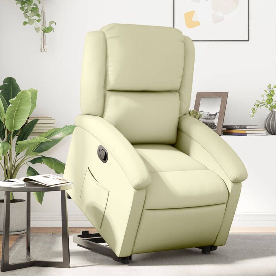 VidaXL Sta-op-stoel verstelbaar echt eer crèmekleurig - Foto 4