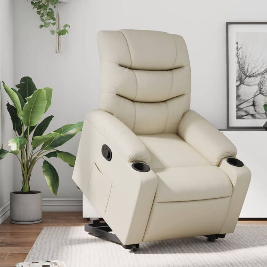 VIDAXL Sta-op-stoel verstelbaar kunstleer crèmekleurig - Foto 4