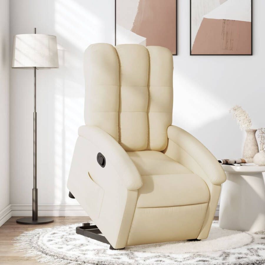 VIDAXL Sta-op-stoel verstelbaar stof crèmekleurig - Foto 4