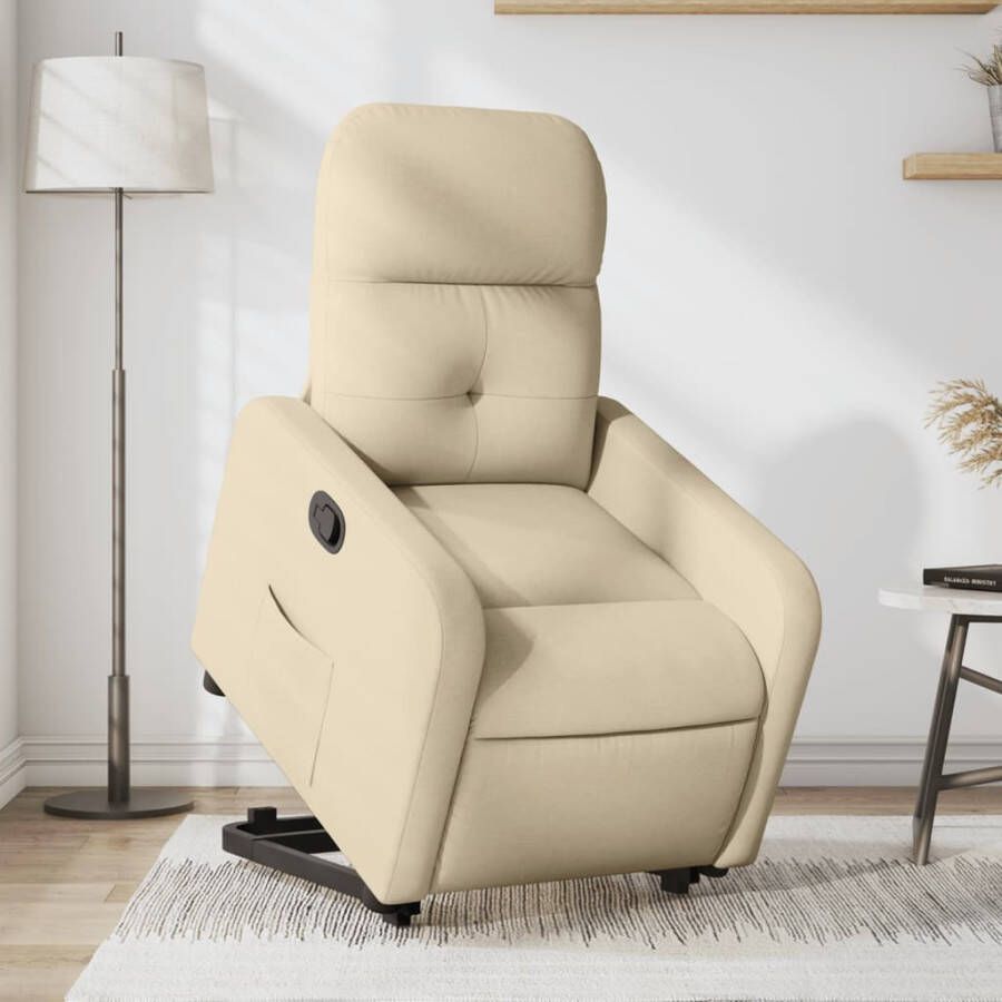VIDAXL Sta-op-stoel verstelbaar stof crèmekleurig - Foto 4