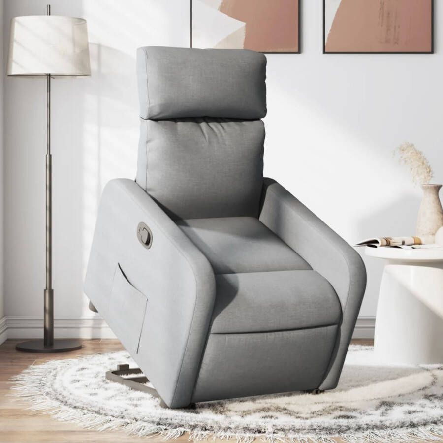 Vida XL vidaXL Sta-op-stoel verstelbaar stof lichtgrijs-VXL-3206699